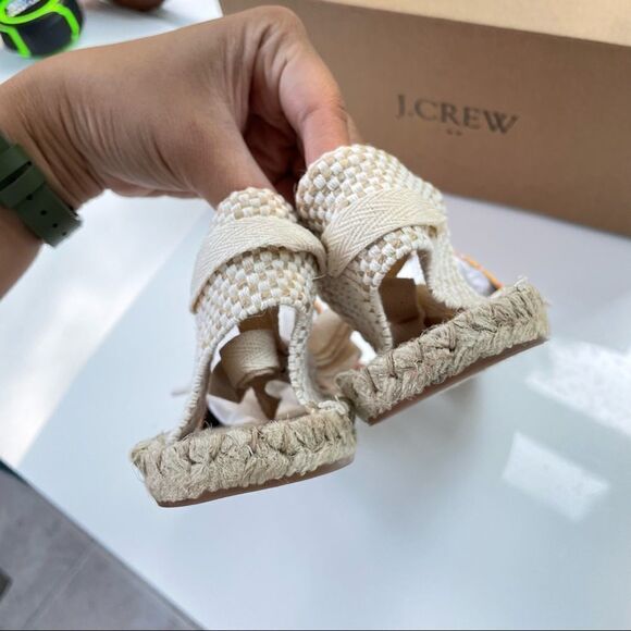 J. CREW Printed canvas ankle-wrap espadrille sandals Pale Guava Block size 8 NEW - Picture 5 of 8